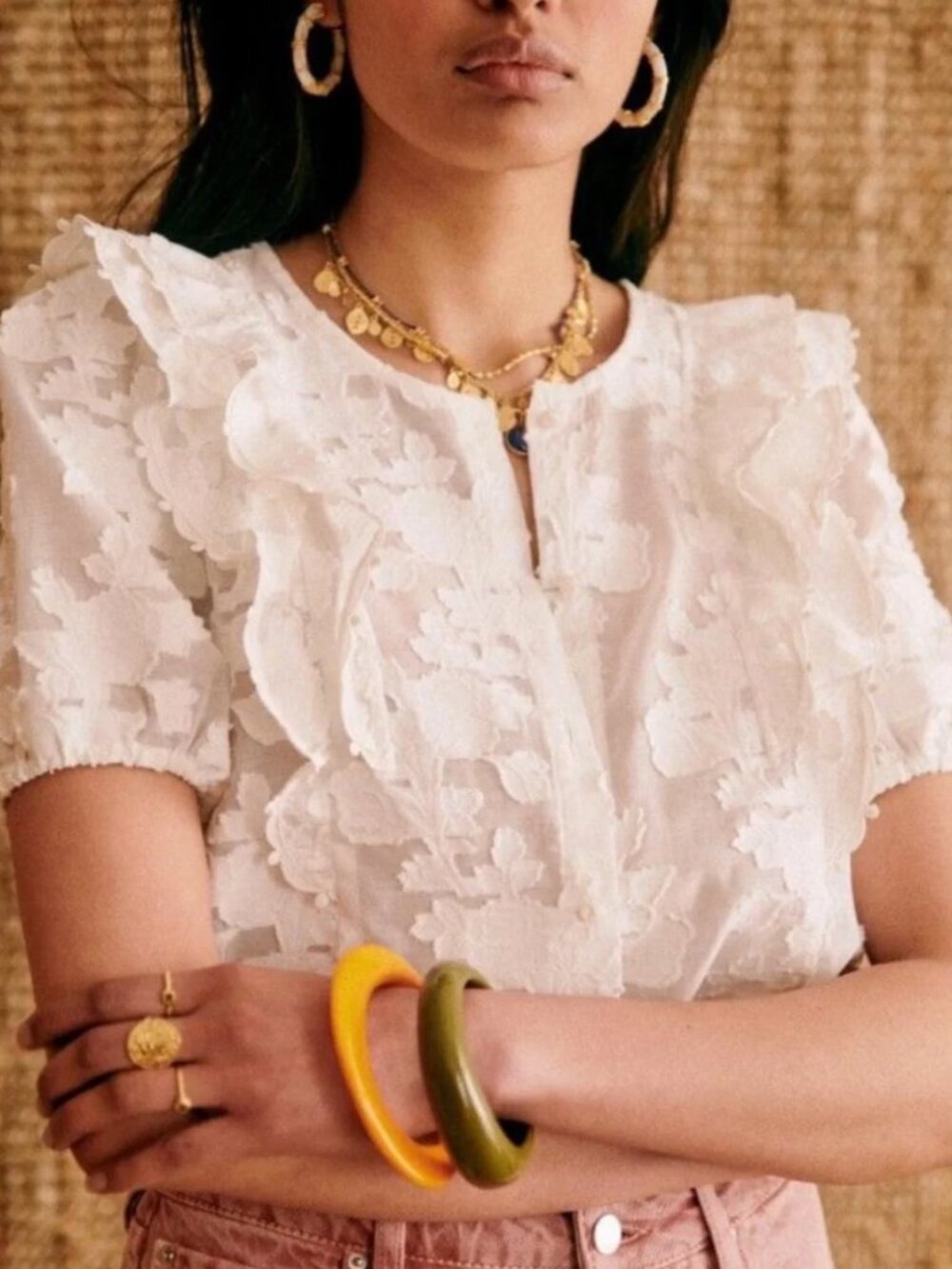 Sezane Jordanna Blouse Écru. - Size 36